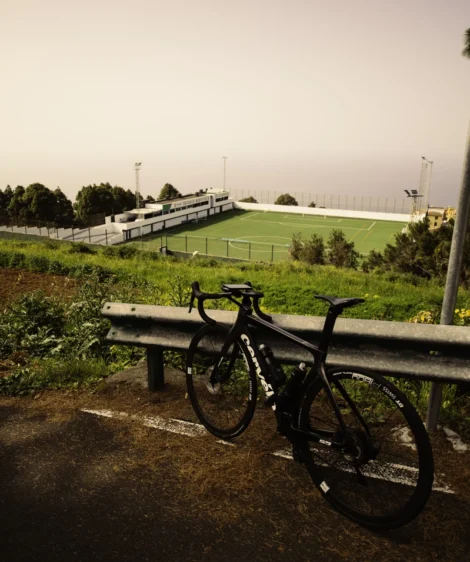 Road Bike and a Football Field in the Background