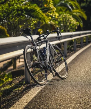 Road Bike Parked on a Railing in Las Mesas