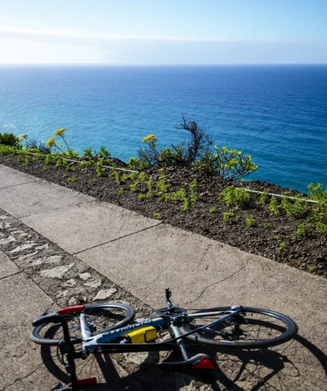 Road Bike Parked on a Path by the Ocean