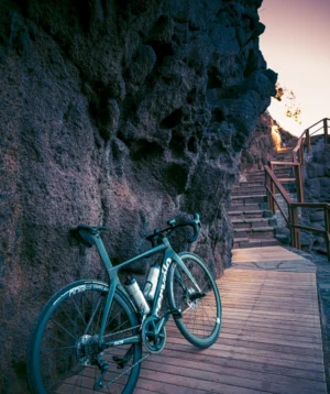 Road Bike Parked on a Wooden Deck