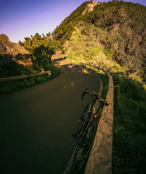 Road Bike Parked on a Road in Anaga Rural Park