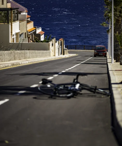 Ocean View and a Road Bike Resting on the Road