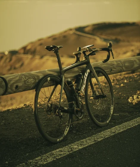 Road Bike and Sunset near Volcano Teide