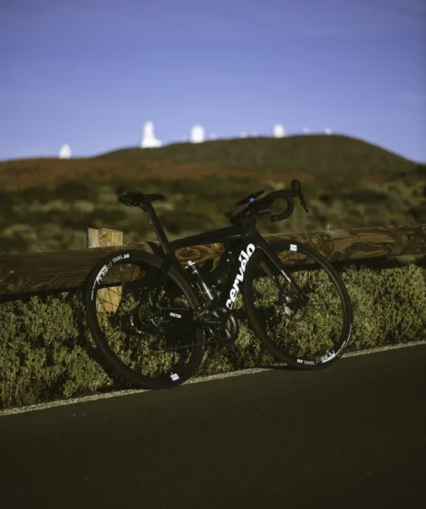Road Bike and Teide Observatory in Background