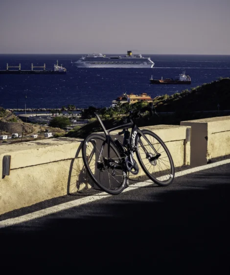 Road Bike Parked on a Wall Overlooking at Ocean