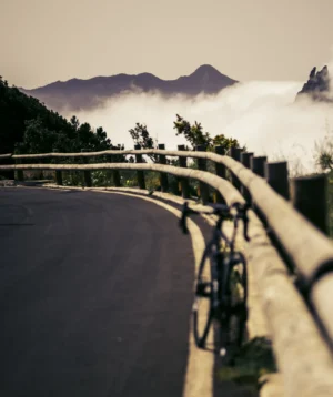 Road Bike and Sea of Clouds over the Anaga Mountains