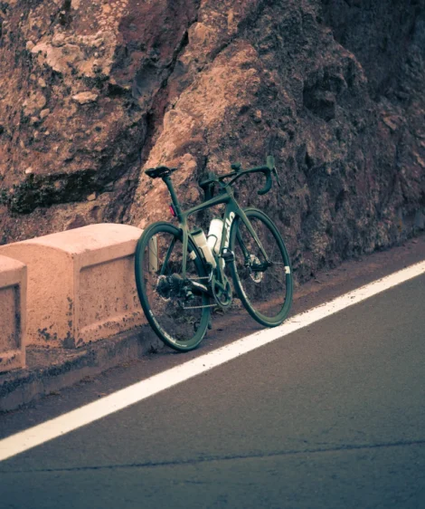 Road Bike Parked on a Road in Anaga Mountains