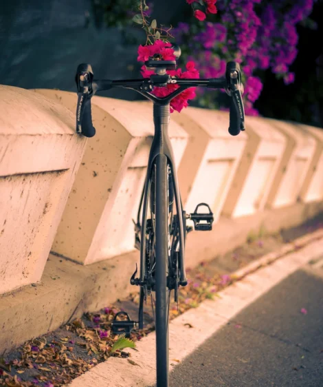 Road Bike Parked on the Side of a Road