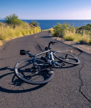 Road Bike Parked on a Road Near the Ocean