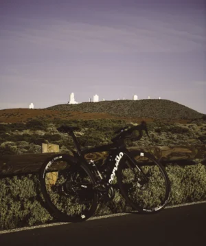 Road Bike and Teide Observatory in Background