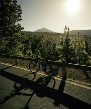 Road Bike Ascending to Volcano Teide