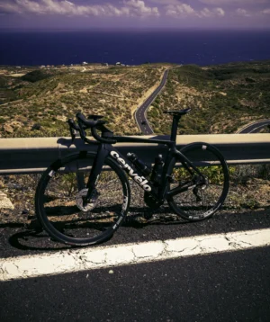 Road Bike Parked and Enjoying the Ocean View