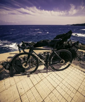 Road Bike Parked by the Ocean at Las Eras
