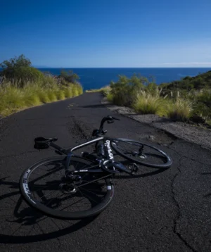 Road Bike Parked on a Road by the Ocean