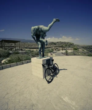 Road Bike Leaning Against a Status