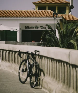 Road Bike Parked on a Railing
