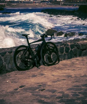 Road Bike Parked on a Rock Wall at Bajamar