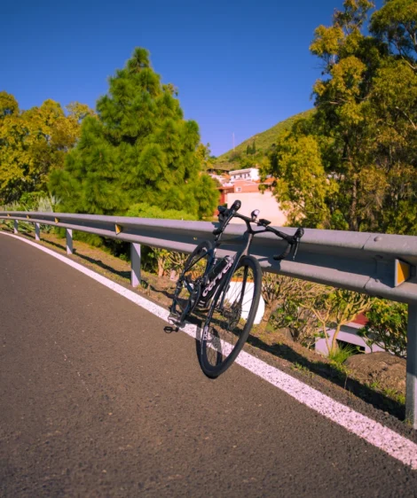 Road Bike Parked on the Side of the Road