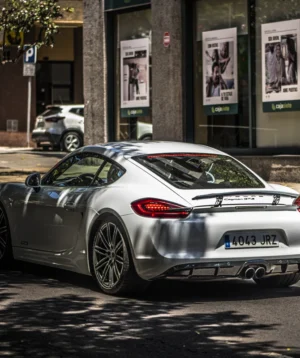White Sports Car Parked on the Side of Street