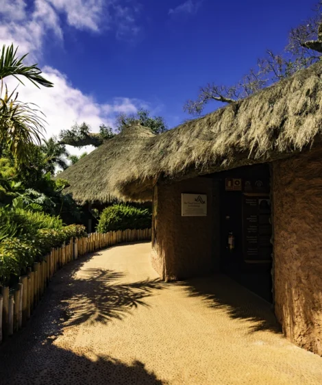 Stone Building With Grass Roof
