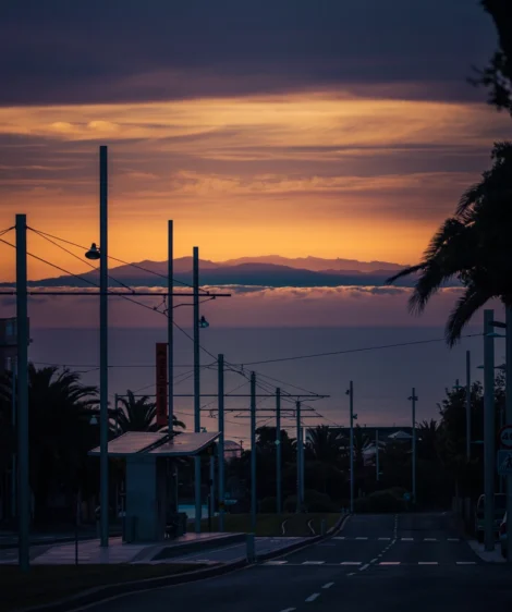 Sunset Over City