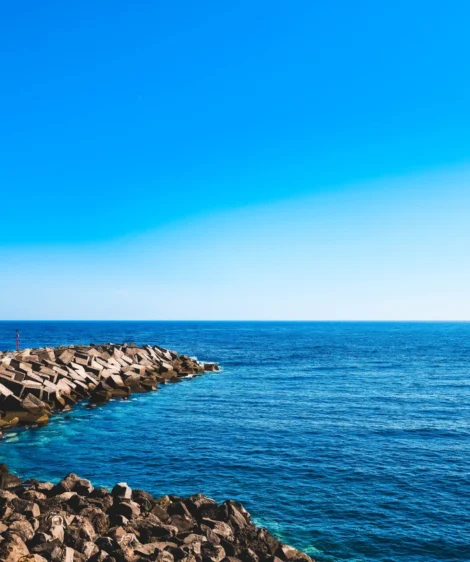 Rocky Shore With Body of Water in the Background