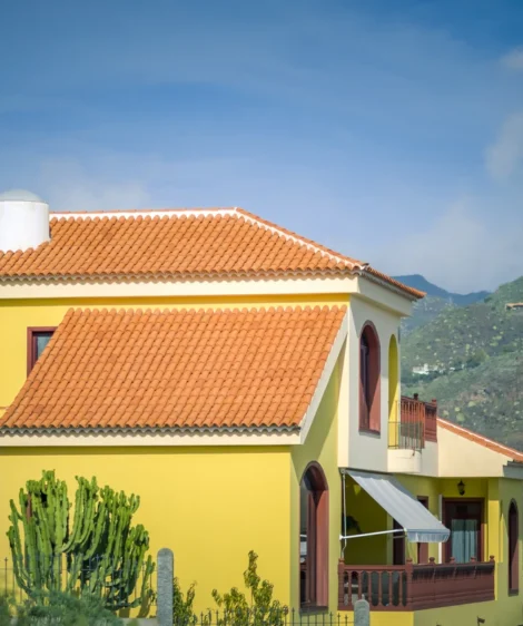Yellow House With Red Roof