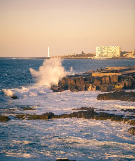 Waves Crashing on Rocks