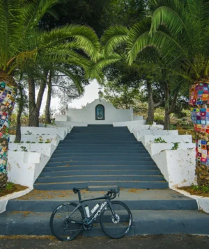 Bicycle Parked on Staircase