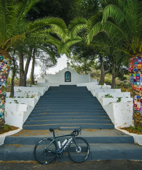Bicycle Parked on Staircase