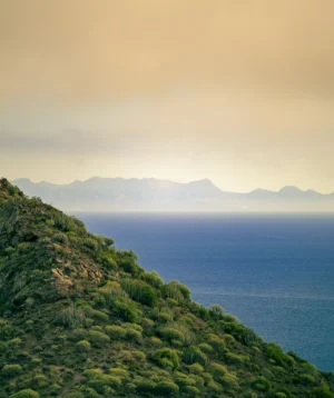 Landscape With Body of Water and Hills in the Back