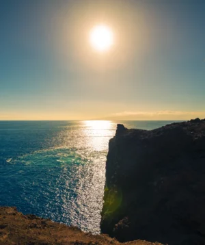 Lighthouse on Cliff Over the Ocean