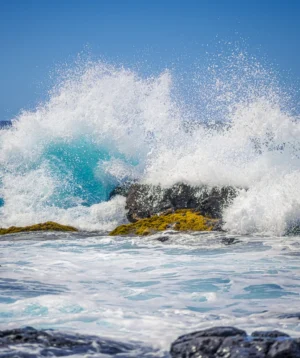 Wave Crashing on Rocks