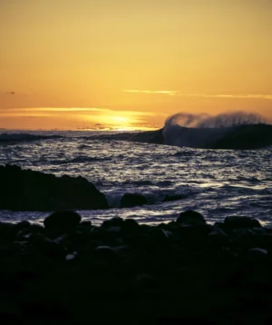 Rocky Beach With Waves Crashing