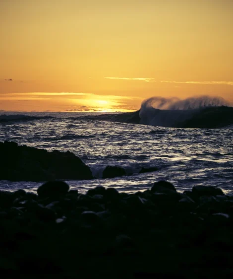Rocky Beach With Waves Crashing