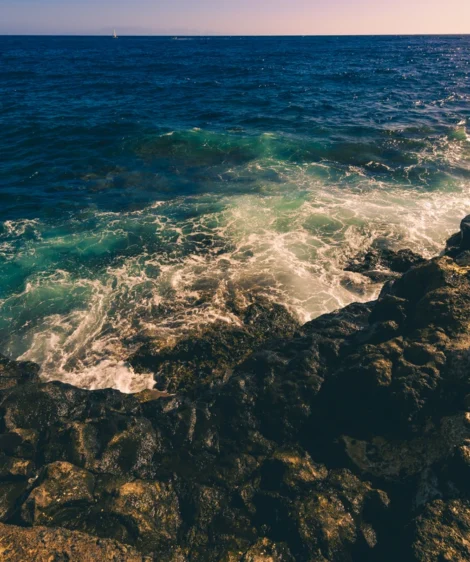 Rocky Beach With Waves Crashing