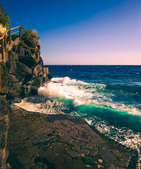 Rocky Beach With Waves Crashing Against the Shore