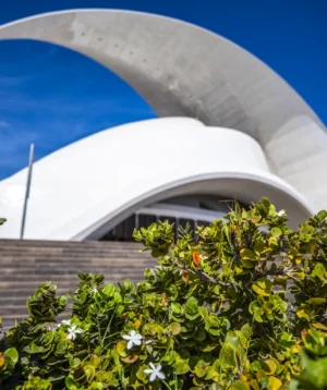 White Building With Dome With Auditorio De Tenerife in the Background