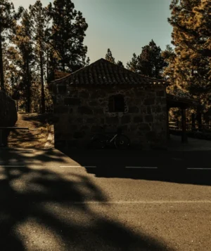 Stone Building With Bike Rack