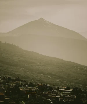 Mountain With Town Below