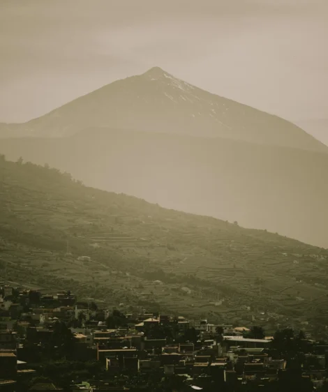 Mountain With Town Below